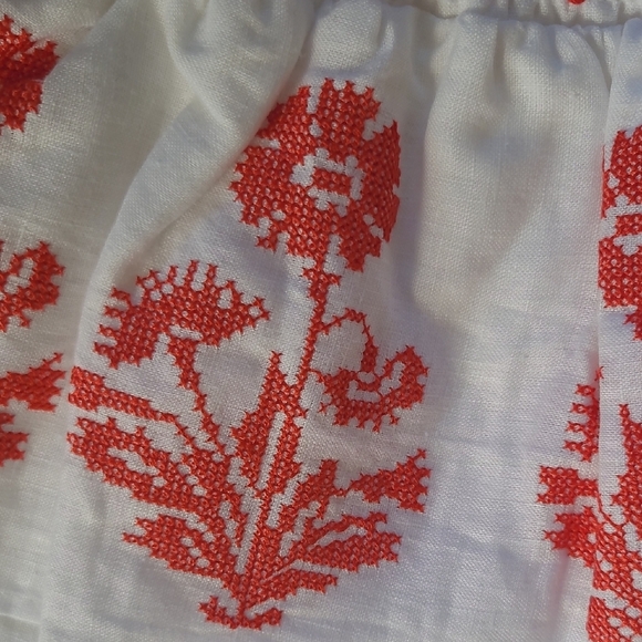 Revolve Milly Red & White 'Estee' Cross Stitch Embroidered Skirt - Size 10 - Picture 4 of 11